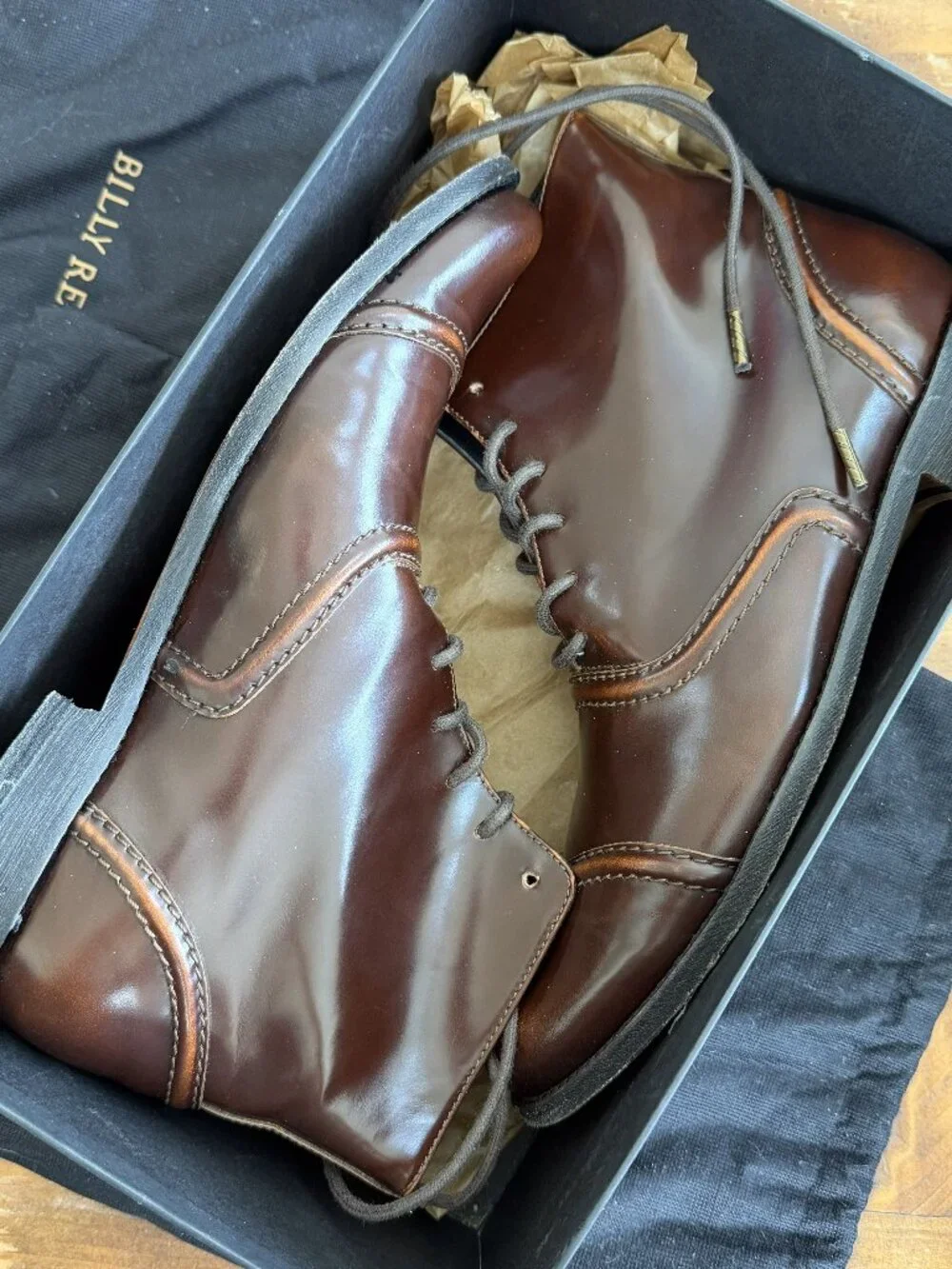 Billy Reid Brown Leather Cap-Toe Boots in Almost New Condition, Size 8 1/2